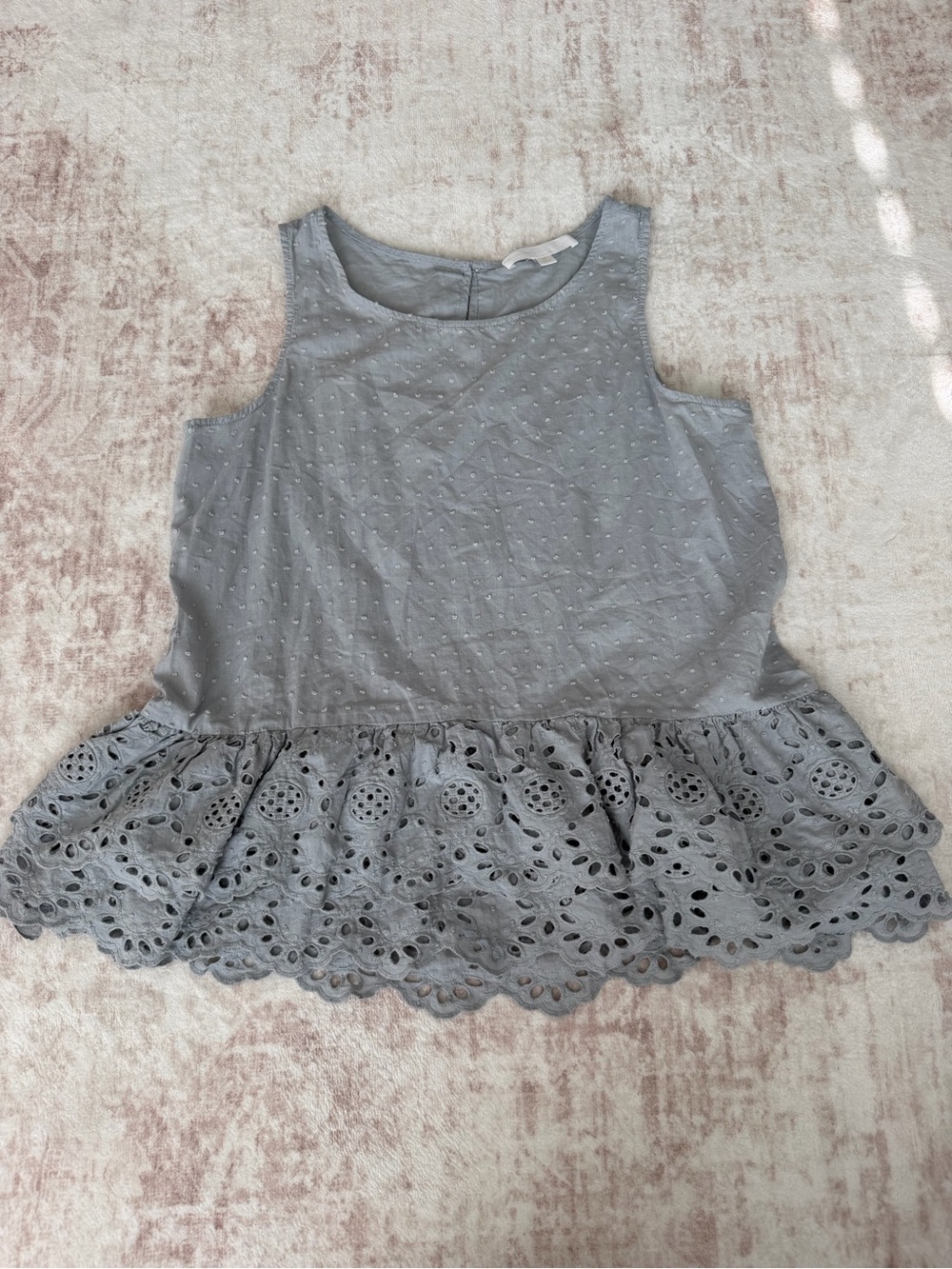 Aydson Parker Light Blue Swiss Dot Peplum Tank Top Women’s Medium